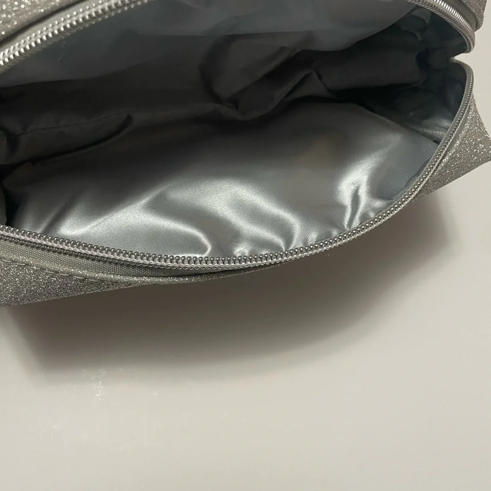 Plume Science Silver Glitter Glam & Go Cosmetic Bag
